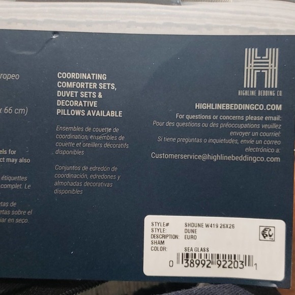 Highline Bedding Dune Sea Glass Euro Pillow Sham - Picture 6 of 7